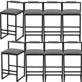 thumbnail image 1 of PU Leather Dining Chairs, Counter Height Upholstered Bar Chairs with Footrest, Metal Legs, Upholstered Dining Chairs, Breakfast Bar Stools with Footrest Kitchen & Dining Room Chair(Gray,Set of 8), 1 of 11