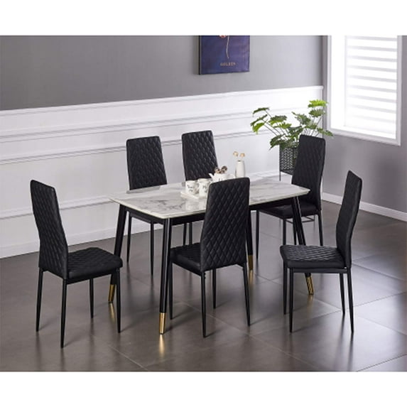 PU Leather Dining Chairs, Counter Height Upholstered Bar Chairs with Footrest, Metal Legs, Upholstered Dining Chairs, Breakfast Bar Stools with Footrest Kitchen & Dining Room Chair(Black,Set of 2)