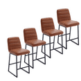 thumbnail image 1 of PU Leather Dining Chairs, Mid Century Low Bar Stools with Black Metal Legs, Upholstered Dining Chairs, Kitchen Breakfast Bar Stools with Footrest for Kitchen Dining room Bistro(Brown,Set of 4), 1 of 10