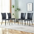 thumbnail image 1 of PU Leather Dining Chairs Set of 4, Upholstered Dining Room Chairs with Curved Backrest and Black Metal Legs, Luxury Dining Chairs for Living Room Kitchen and Office, Black, 1 of 7