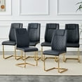thumbnail image 1 of Set of 6 Black Faux Leather Dining Chairs with Metal Legs,Living Room Chairs,Side Chairs for Kitchen,Bedroom,PU Leather,Padded Seats, 1 of 7