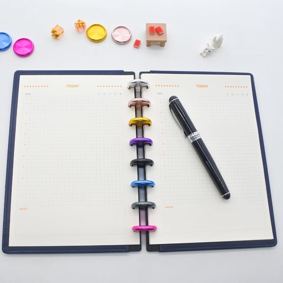 PU Leather Discbound Notebook Covers(1 Pair)-Junior Size,Compatible with Circa Arc TUL Happy Planner-Disc Planner Cover(Junior,Blue)$$Office