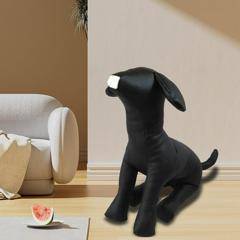 PU Leather Dog Mannequin Pet Clothing Form Display Stand Soft Dog Models Size Black, Size: Large Black