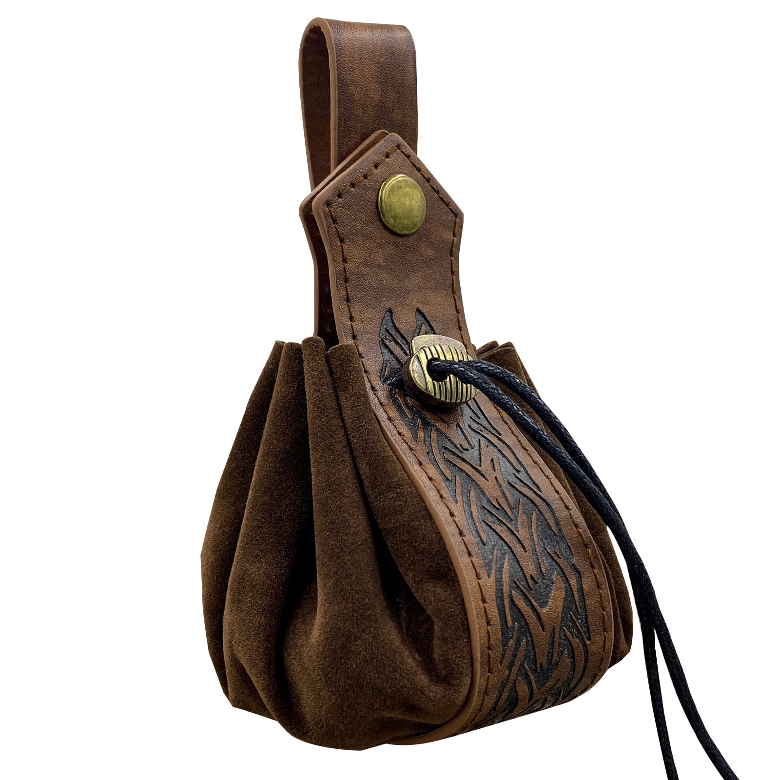 Qumonin Vintage Leather Coin Pouch Drawstring Purse for Men Women Brown Walmart