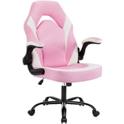 PU Leather Ergonomic Office Chair Swivel Computer Gaming Chair With Lumbar Support,Pink