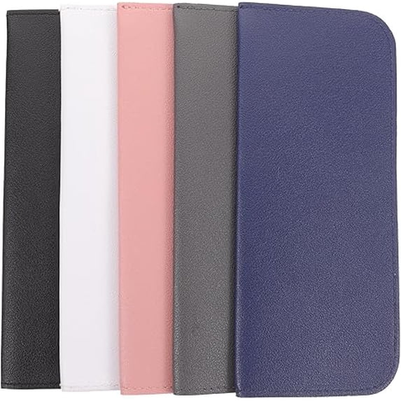 PU Leather Eyeglass Cases - Soft Portable Glasses Storage Pouch, Non-Slip Eyewear Sleeve Set for Travel, Multicolor (White, Black, Pink, Gray, Navy), Ideal for Home, Office Use(RL 5 PCS)