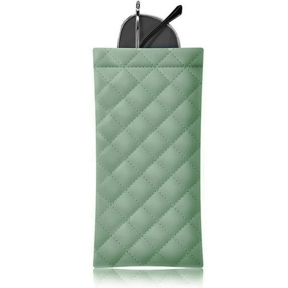 PU Leather Eyeglass Cases with Squeeze Top Closure, Portable Soft Sunglasses Pouch Travel Organizer Bag for Eyewear & Small Accessories, Slim Glasses Holder for Men and Women