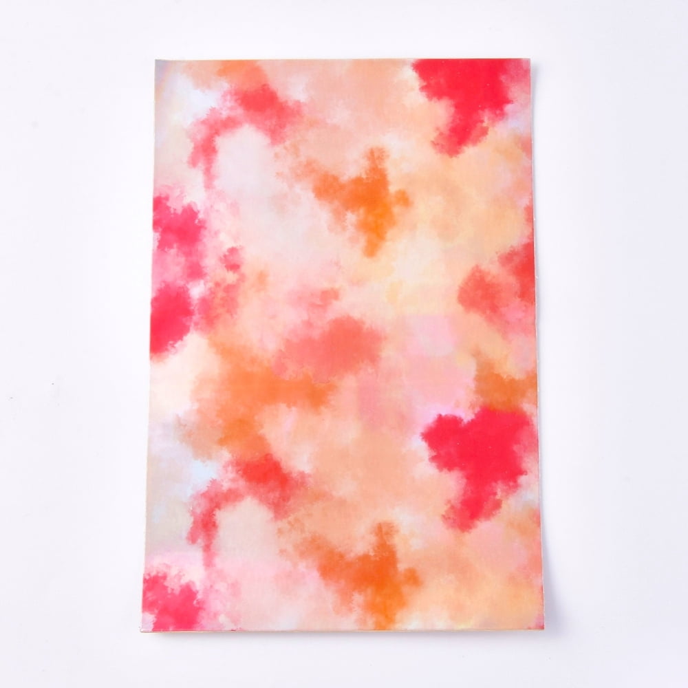 PU Leather Fabric sheet Self-adhesive Fabric Rectangle Cloud Pattern Orange Red 30x20x0.1cm