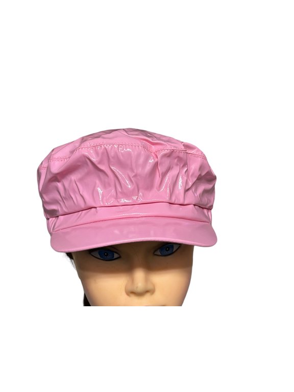 PU Leather Fiddler Cap Newsboy Cabbie Baker Boy for Women Pageboy Visor Elastic Back