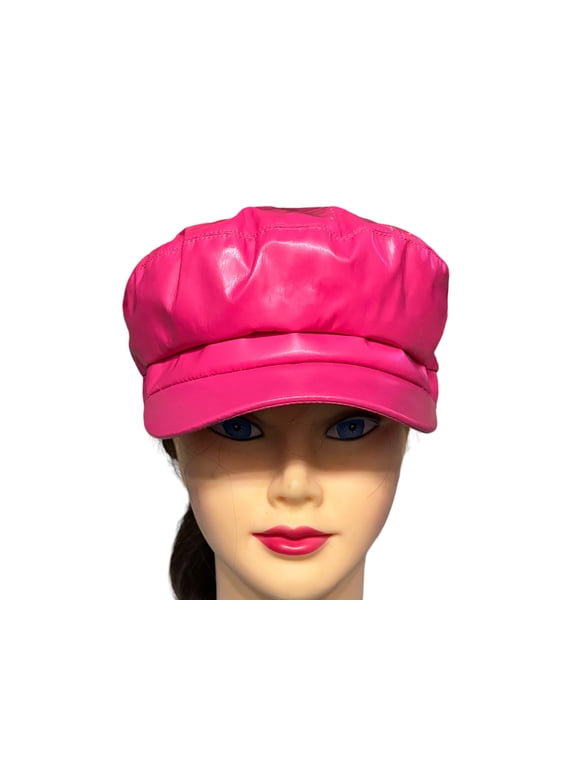 PU Leather Fiddler Cap Newsboy Cabbie Baker Boy for Women Pageboy Visor Elastic Back