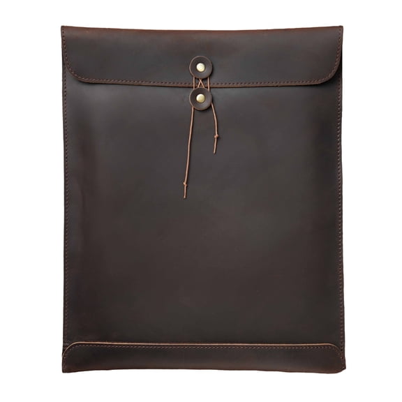 PU Leather File Folder Bag Leather Document Pouches with String Closure, PU Leather Document Folders Laptop Sleeve Case