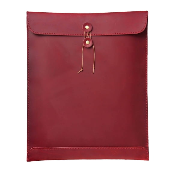 PU Leather File Folder Bag Leather Document Pouches with String Closure, PU Leather Document Folders Laptop Sleeve Case