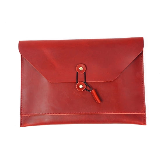 PU Leather File Folder Case Leather Document Folder with String Closure, PU Leather File Wallet Laptop Sleeve Case