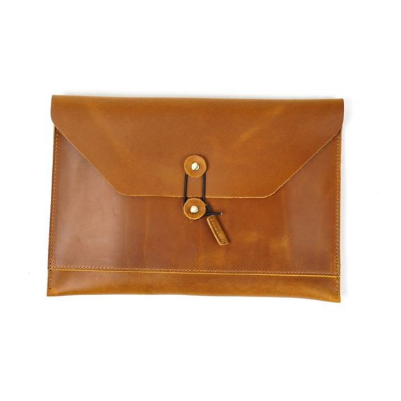 PU Leather File Folder Case Leather Document Folder with String Closure, PU Leather File Wallet Laptop Sleeve Case