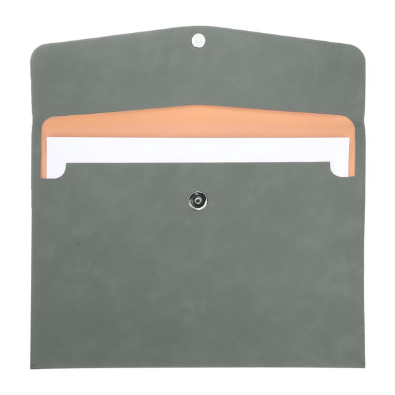 PU Leather File Folders, 7.9x10.6" A4 Document Holder Waterproof Envelope Folder with Snap Closure, Portable Portfolio Organizer Case for Paper Receipt, Gray
