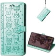 thumbnail image 1 of PU Leather Flip Wallet Case for Google Pixel 7 Pro (Not Pixel 7), Cat Dog Cartoon Cute Style with ID Card Holder Phone Cover Case for Google Pixel 7 Pro MG Green, 1 of 7