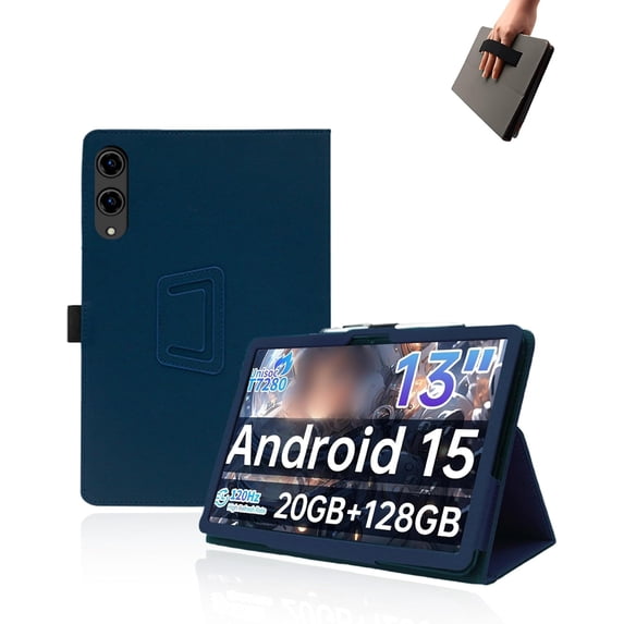 PU Leather Folio Case for Teclast T65 13.4" Tablet, Multi-Angle Folding Stand Protective Cover,Blue