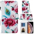 thumbnail image 1 of PU Leather Folio Stand Case for iPhone Xs Max 6.5 inch 2018 Release, Allytech Detachable Hand Strap Card Slots TPU Bumper Drop Proof Cover with Magnetic Snap for iPhone Xs Max 6.5", Peacock Flower, 1 of 2