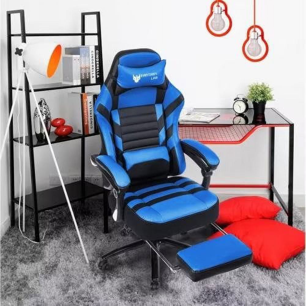 PU Leather Gaming Chair, Seat Height Adjustable Swivel Racing Chair, Office Computer Chair