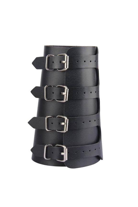 PU Leather Gauntlet Wristband Bracer Arm Cuff Punk Rock Medieval Bangle Costume Jewellery