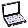 thumbnail image 1 of PU Leather Gemstone Display Box 7x5.4x1.3 inch Rectangle Gemstone Storage Box Black Jewelry Box Show Case Organizer with Clear Top Clasp Lid, 1 of 5