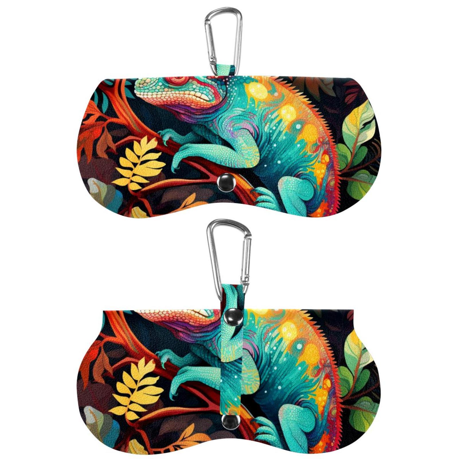 PU Leather Glasses Case Sunglasses Pouch Chameleon Eyeglass Carrying