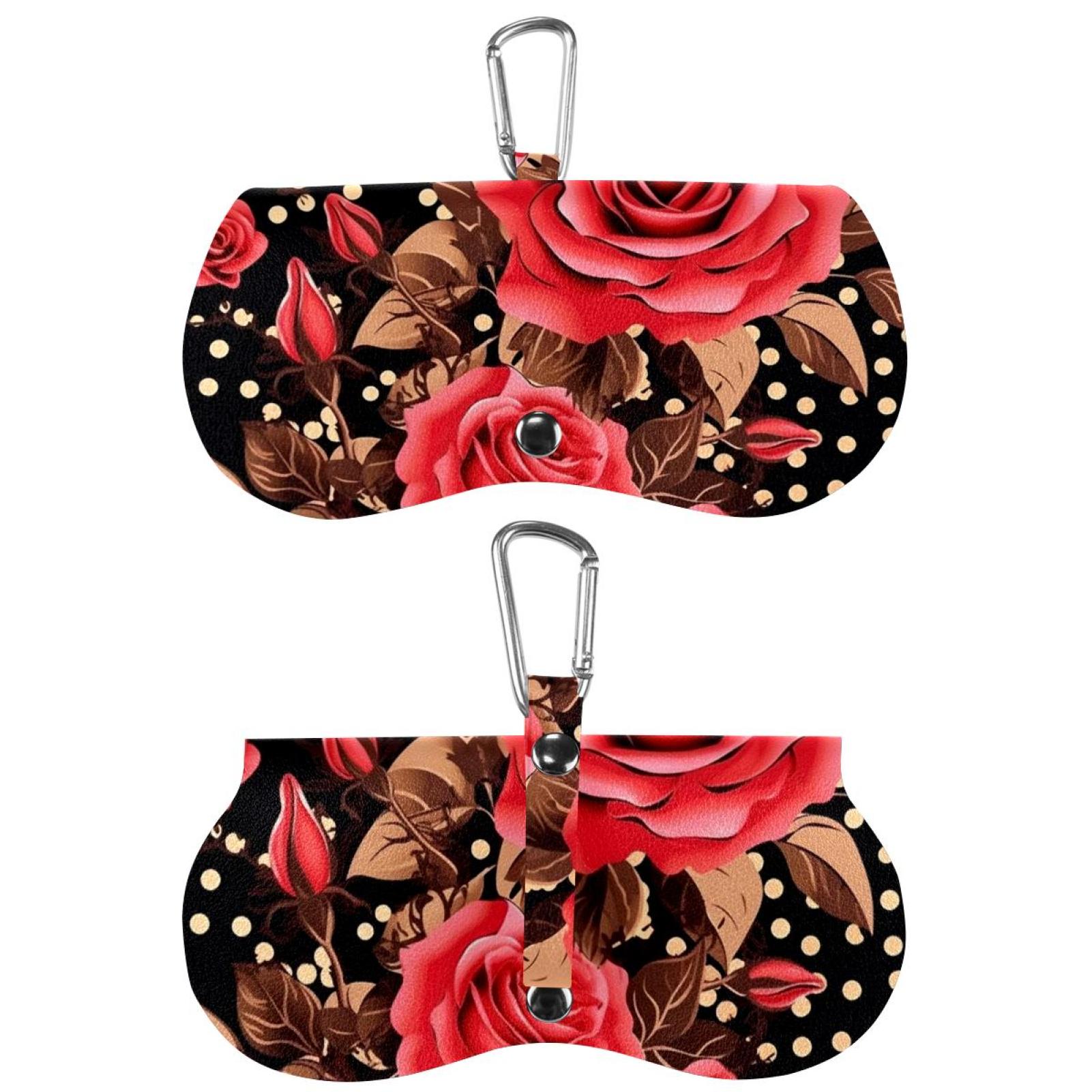 PU Leather Glasses Case Sunglasses Pouch Rose Eyeglass Carrying Case