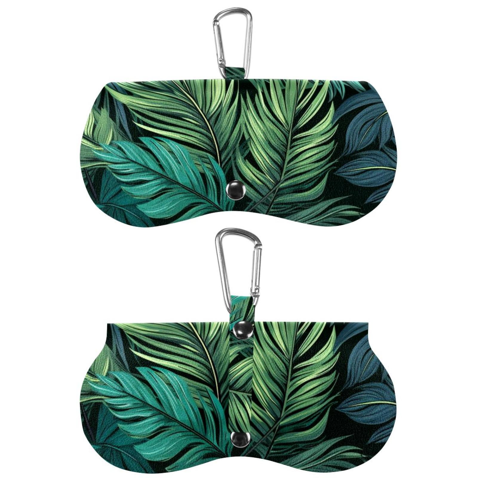 PU Leather Glasses Case Sunglasses Pouch Tropical Leaves Eyeglass
