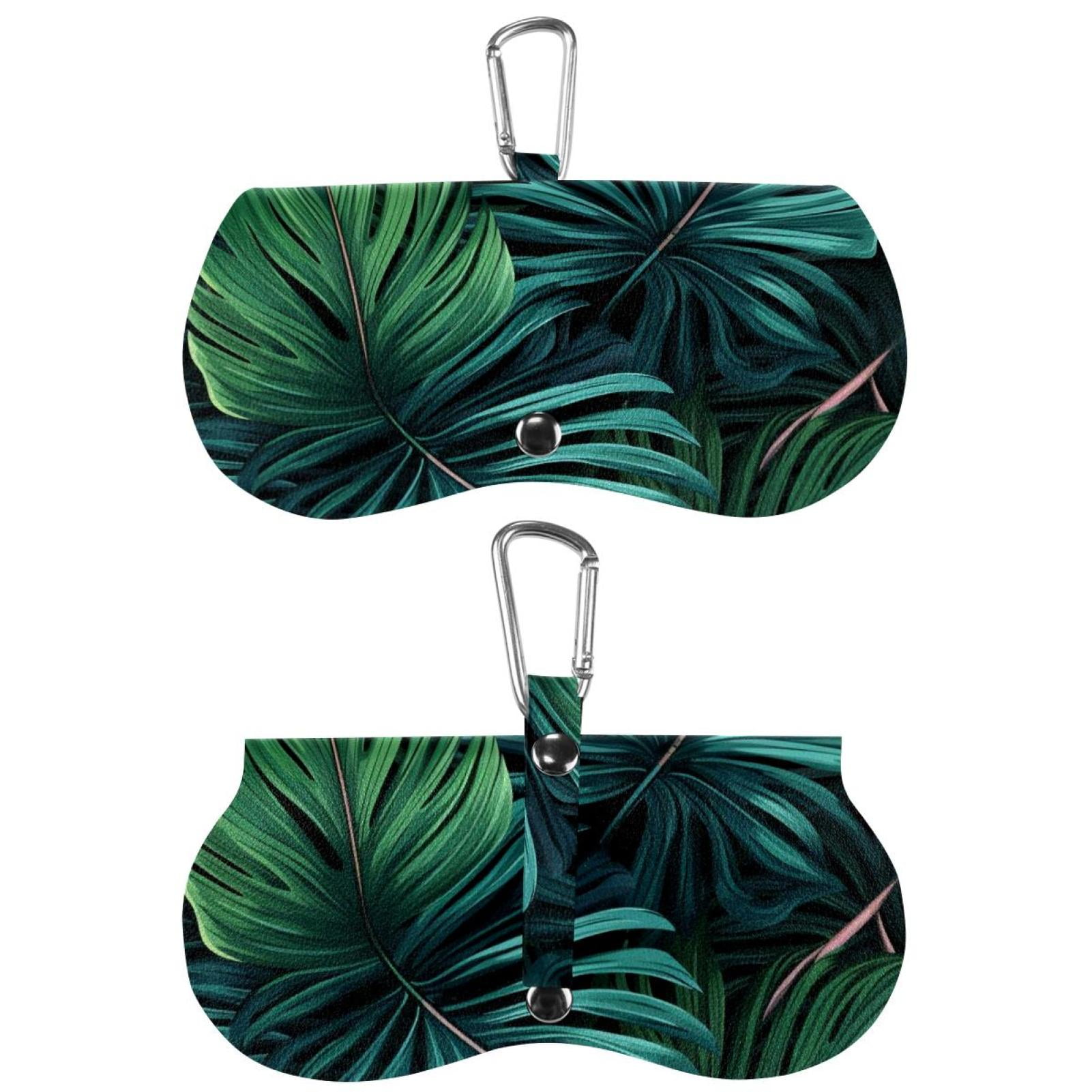PU Leather Glasses Case Sunglasses Pouch Tropical Leaves Eyeglass
