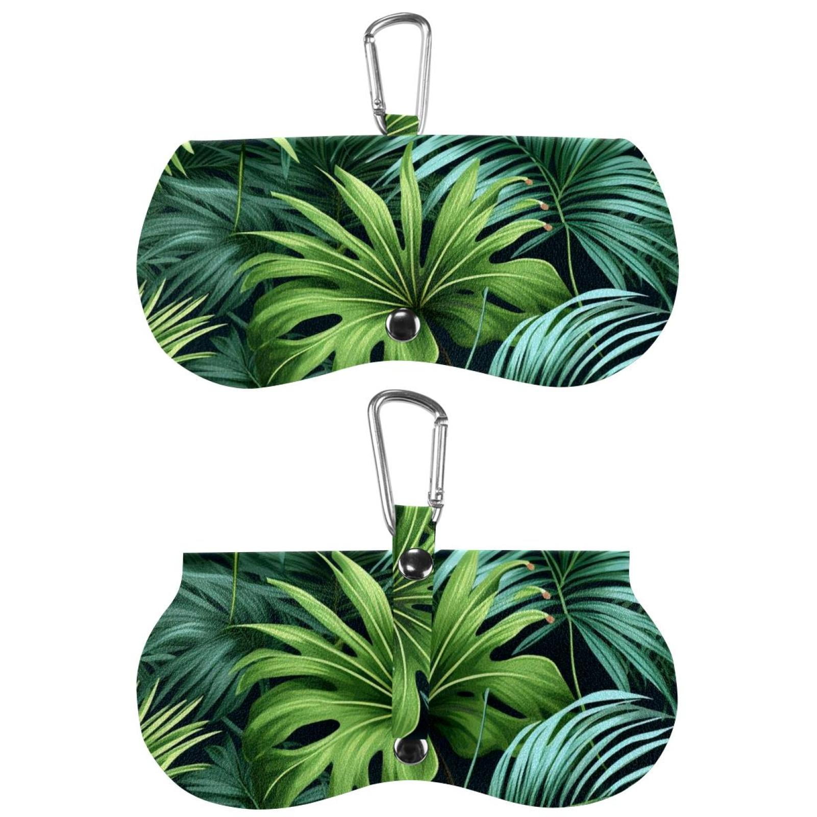 PU Leather Glasses Case Sunglasses Pouch Tropical Leaves Eyeglass