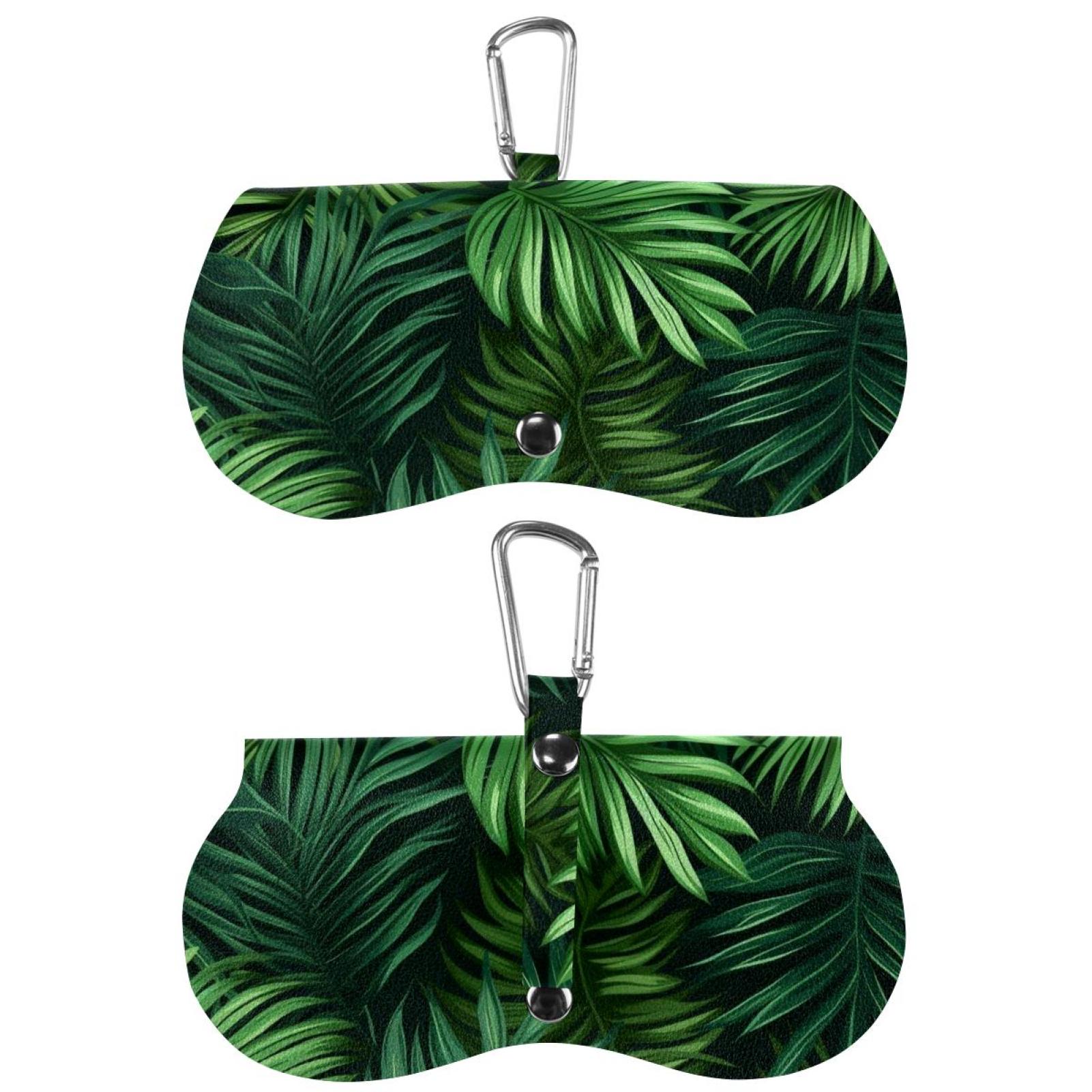 PU Leather Glasses Case Sunglasses Pouch Tropical Leaves Eyeglass