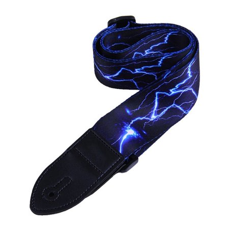 PU Leather Guitar Strap Adjustable Belt Lightning Flame Pattern for Bass Folk Acoustic Guitar New