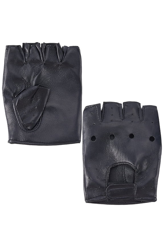 PU Leather Half-finger Gloves Fingerless Gloves Black 140x108x5mm