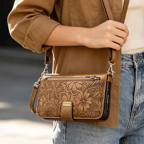 PU Leather Handbag 2-in-1 Crossbody Shoulder Bag with Card Slot, Convertible Everyday Travel Purse for Women with Backpack Strap