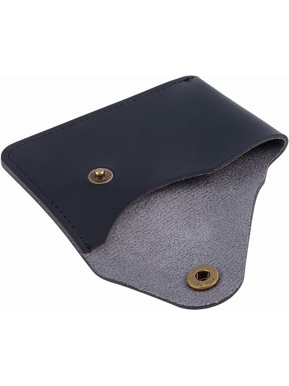 PU Leather Handmade Slim Coin Pouch Wallet with Snap Closure Compact Front Pocket Credit Card Holder Snap Botton Change Purse RFID Blocking