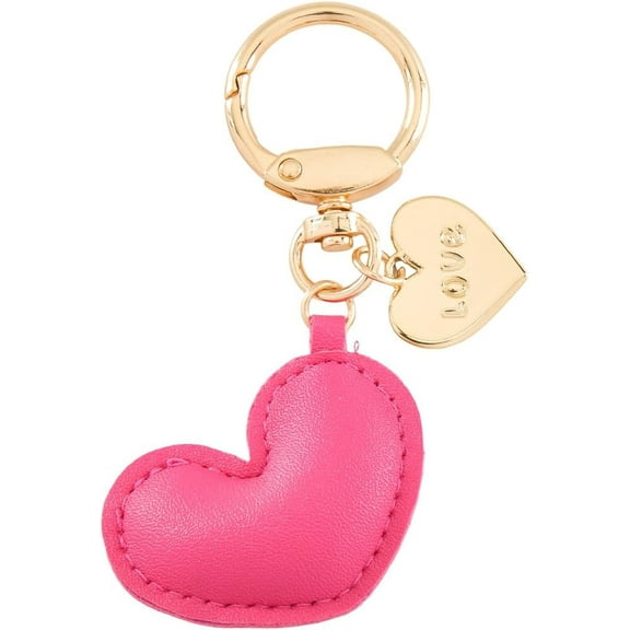 PU Leather Heart Keychain Ornament Heart Shaped Cute Keyring Leather Keychain Charms with Ring Clip Imitation Leather