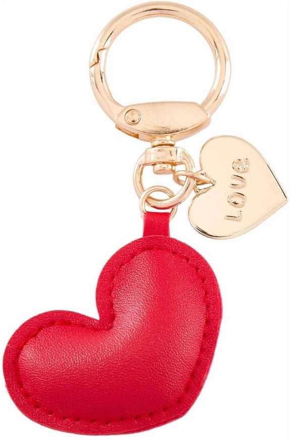 PU Leather Heart Keychain Ornament Heart Shaped Cute Keyring Pendant Leather Keychain Holder Charms with Ring Clip diy Red