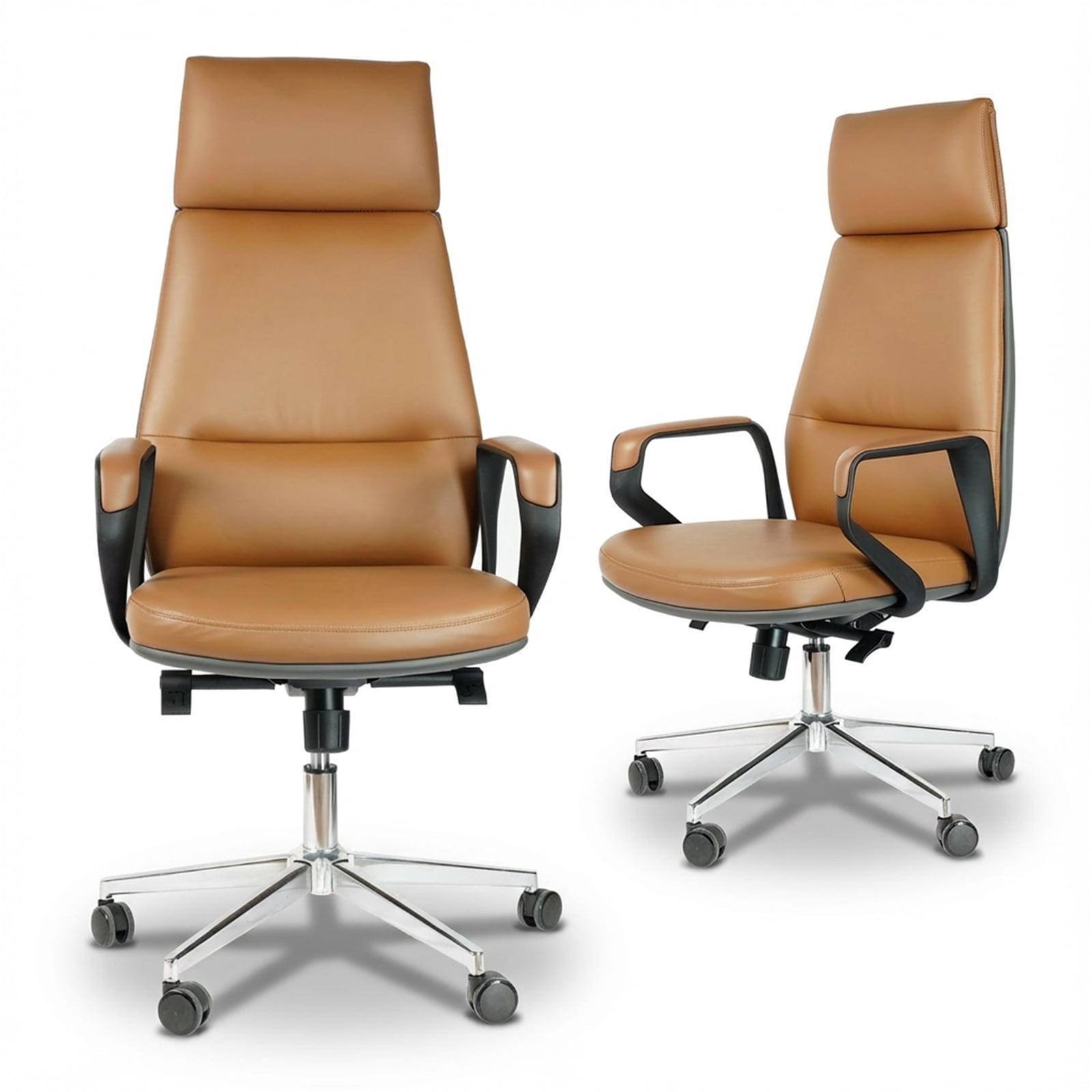 PU Leather High Back Office Chair with , ergonomic lumbar support 400lbs, sturdy metal base, 360° silent wheels, fit for home and office
