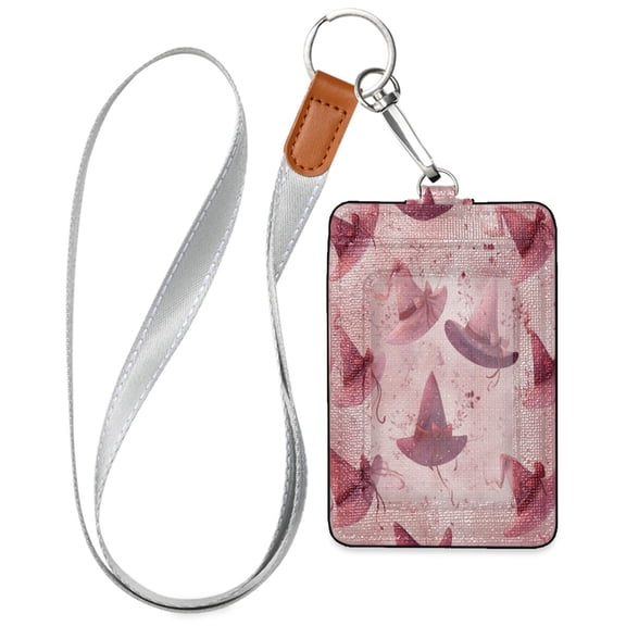 PU Leather ID Badge Holder Stylish Badge Holders with Lanyard (4.3x2.8x0.3in) for Cards & Credentials Hats with Delicate Bows