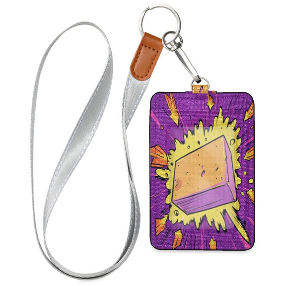 PU Leather ID Badge Holder Stylish Badge Holders with Lanyard (4.3x2.8x0.3in) for Cards & Credentials Rectangular Piece Of Cardboard