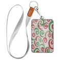 thumbnail image 1 of PU Leather ID Badge Holder Stylish Badge Holders with Lanyard (4.3x2.8x0.3in) for Cards & Credentials Red and Green Swirls, 1 of 6