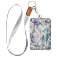 thumbnail image 1 of PU Leather ID Badge Holder Stylish Badge Holders with Lanyard (4.3x2.8x0.3in) for Cards & Credentials Watercolor Orchids and Lilies, 1 of 6