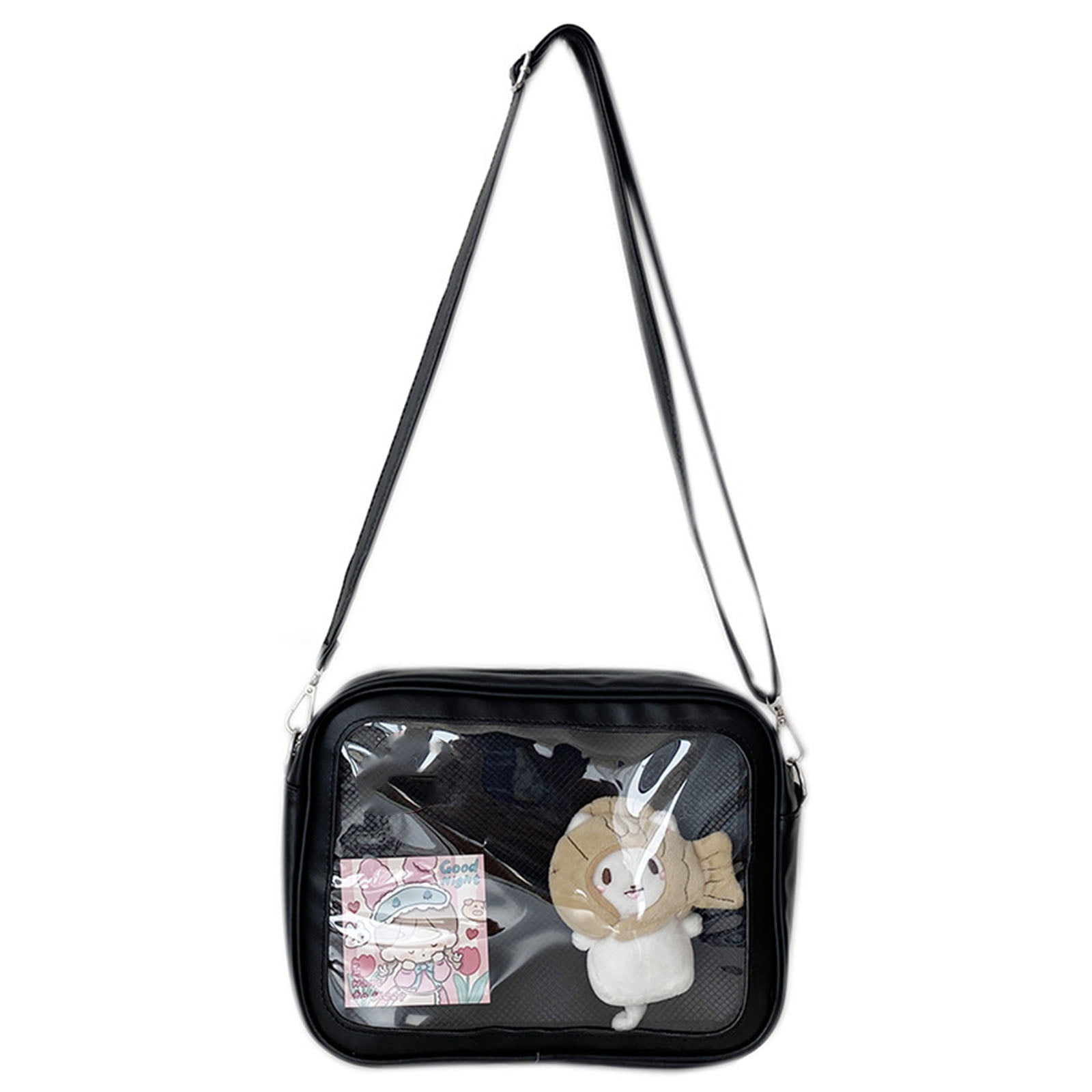 バッグ kT PU LEATHER 2WAY SHOULDER BAG 3275B PU Leather Ita Bag with Clear PVC Crossbody Bags JK Japanese Style