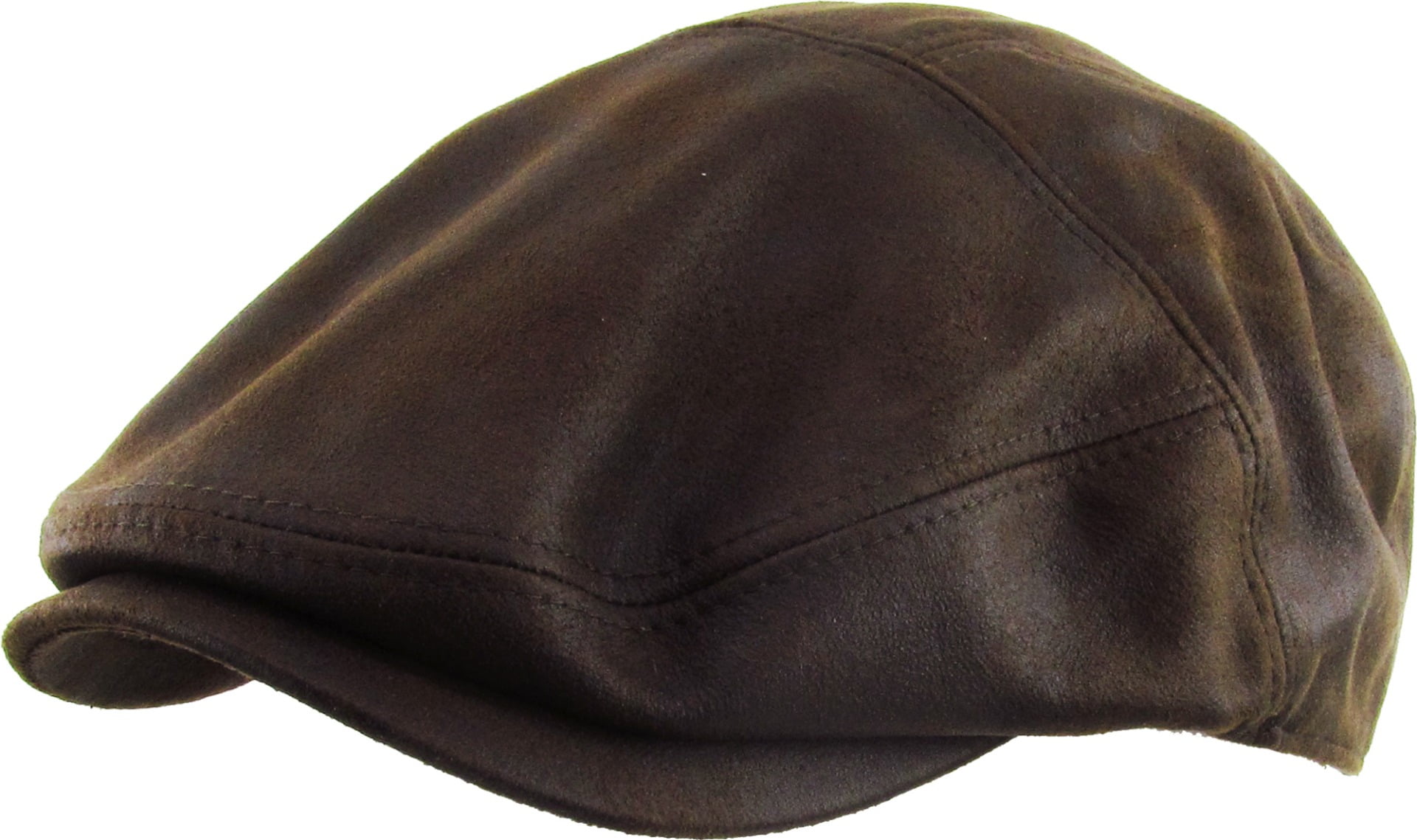 Kbethos Ivy Hat L/XL PU Leather Driving Cabbie Newsboy, Brown