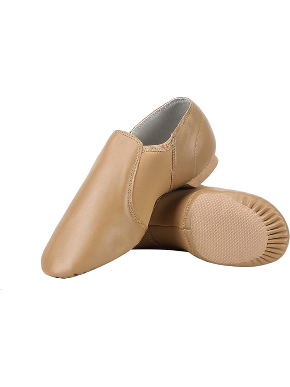 PU Leather Jazz Shoe Slip On Dance Shoes with Arch Insert for Girls and Boys (Toddler/Little Kid/Big Kid)