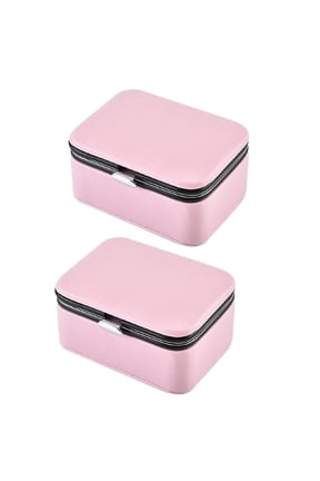PU Leather Jewelry Gift Box Pendant Trinket Showcase Storage Box Pink