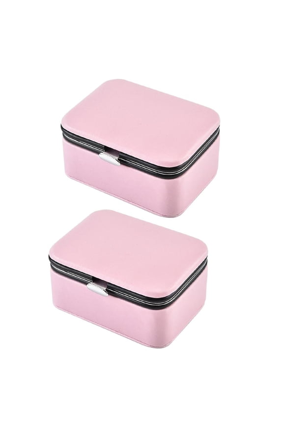 PU Leather Jewelry Gift Box Pendant Trinket Showcase Storage Box Pink