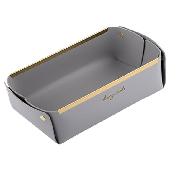 PU Leather Jewelry Tray, 11X5.9X3.14inch Foldable Organizer Basket, Portable Catchall Travel Storage Dish Plate Key Trays for Entryway Desk Organizer for Keys, Glasses, Wallet, Earphone, Watch, Coin