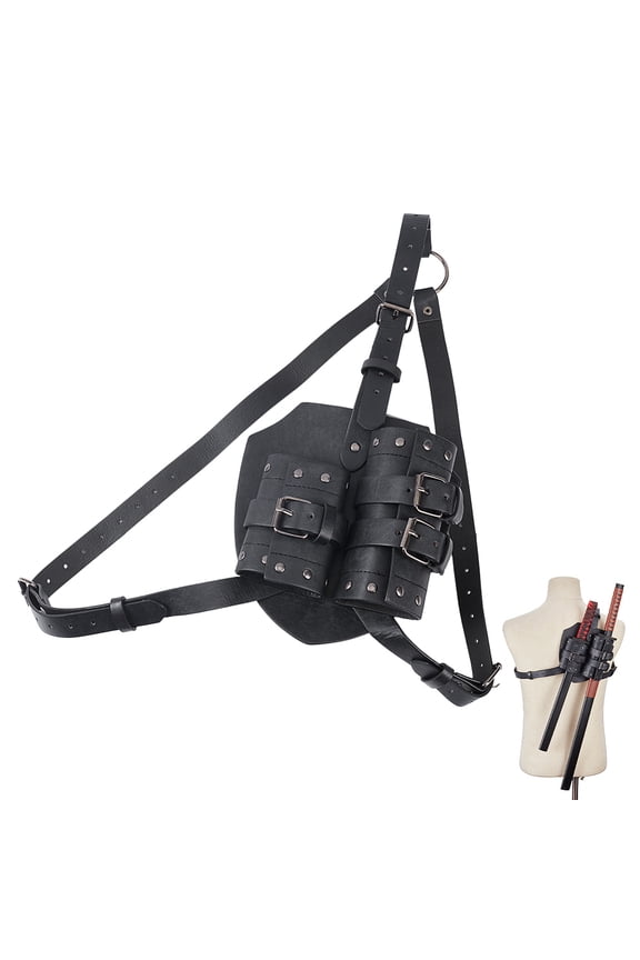 PU Leather Knife Sheaths Waist Belt Holder Retro Medieval Costume Accessories Black 200~595x50x10mm