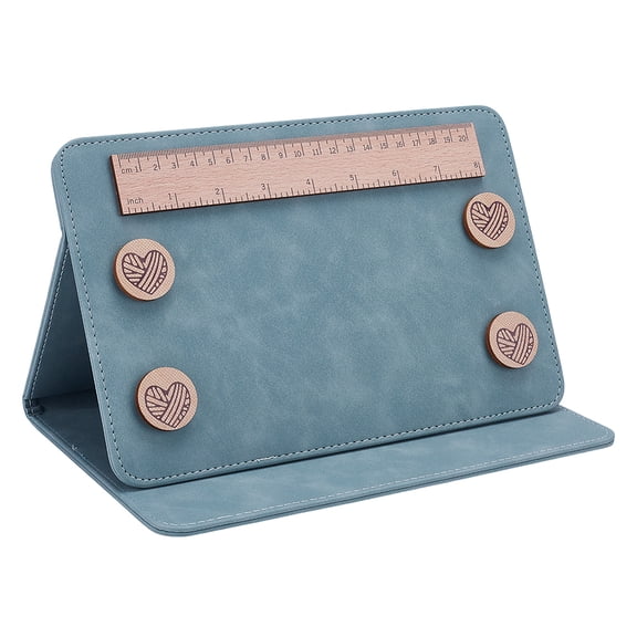 PU Leather Knitting Needle Measuring Ruler Magnetic Template Chart Rack Cadet Blue 262x175x15mm